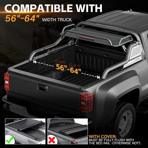 YZONA Sport Roll Bar for Pickup Trucks, Adjustable 56"-64" Bed Chase Rack w/Cargo Basket & Brake Light Compatible with Silverado/Sierra 1500, Toyota Tundra, Nissan Titan/Frontier, Jeep Gladiator in Kuwait