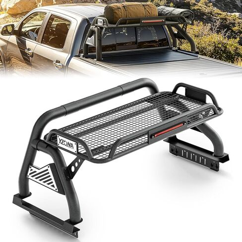 YZONA Sport Roll Bar for Pickup Trucks, Adjustable 56"-65" Bed Chase Rack with Cargo Basket & Brake Light Compatible with Silverado/Sierra 1500, Tundra, Titan/Frontier, Gladiator, F-150 in Kuwait