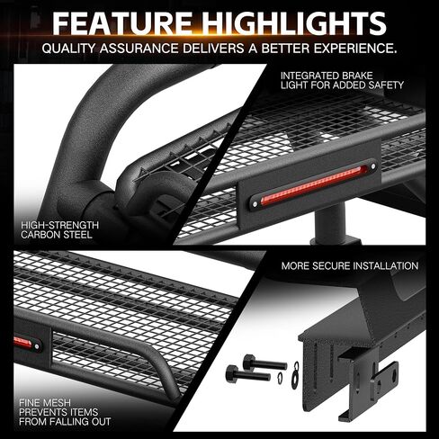 YZONA Sport Roll Bar for Pickup Trucks, Adjustable 56"-65" Bed Chase Rack with Cargo Basket & Brake Light Compatible with Silverado/Sierra 1500, Tundra, Titan/Frontier, Gladiator, F-150 in Kuwait