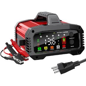 Battery Charger 0-25A, Smart Car Battery Charger and Maintainer 12V/24V LiFePO4 & Lead Acid Compatible with Temperature Compensation, for Car Truck Motorcycle Lawn Mower Boat Marine RV ATV SUV in Kuwait