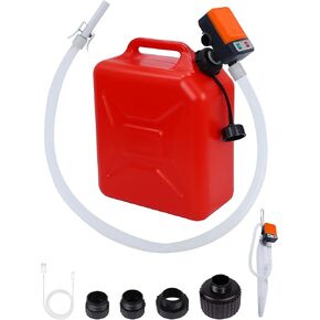Fuel Transfer Pump with Auto-Stop, Battery or USB Powered, 3.2 GPM Fast Gas Transfer Pump, 57.09" Hose, Gas Pump, 4 Can Adapters, Portable Fuel Pump for Gasoline & Diesel, No-leak (Orange) in Saudi Arabia
