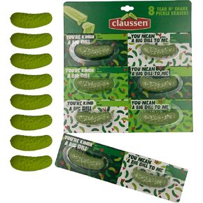 Claussen Tear & Share 8 Pack Pickle Eraser for Kids, Cute Erasers for Kids, Fun, Inspirational Gift for Students in Saudi Arabia