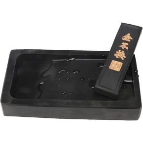 Ink Slab Stone Well, Scholar'S Study Must-Haves, Black Stone Rectangle Texture, Natural Stone Design, Students Ideal, for Beginners in Kuwait