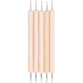 5 PCS Pattern Tracing Stylus, Double Head Ball Tip Embossing Stylus, Double End Tracing Art Dotting Tool Wooden Handle Embossing Tools for Clay Sculpting in Kuwait