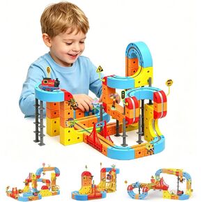 klick Rail Electric Train Set for Kids Ages 4-8, 122 PCS Magnetic 3D Flexible Race Track with Gravity-Defying 360° Loops, Motorized STEM Building Toy Gift for Boys Girls in Kuwait