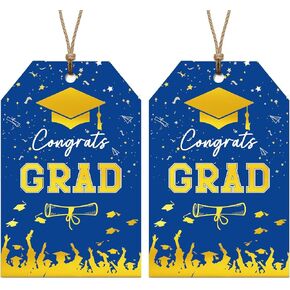 Graduation Gift Tags 2026, 50PCS Gold Foil Congrats Grad Tags with String, Class of 2026 Party Favor Tags for Graduation Party Decor & Gift Wrap (Blue with Gold Foil) in Saudi Arabia