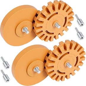 4 Pcs Eraser Wheel for Drill, Rubber Wheel Tool Kit with Drill Adapter Adhesive Drills Removes Car Stripes Vinyl Tapes Decal Remover Eraser Wheels for Cars Motorcycles Stickers Labels in Kuwait