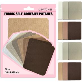 Premium Quality Fabric Self Adhesive Patches Tape 12 Pieces sive 3.8x4.92 inch, Durable Fabric Couch Repair Kits for Furniture, Sofa, Car Seats, Clothing, Jackets,Khaki、Camel、Brown、Coffee in Kuwait