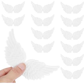 18PCS White Fabric Angel Wings for Crafts, 5.3inch Soft Angel Fabric Wings, Wing Applique Patches for DIY Projects Making Clothes Backpack Scrapbooking Decor & Party Christmas Ornaments Accessories in Saudi Arabia