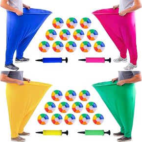 Granny Pants Yard Game Sets,4 PCS Oversized Fun Party Game Pants with 24 Bouncy Balls and 4 Air Pumps,Outdoor Games for Family Backyard Group Activities (Blue+Green+Yellow+Rosered) in Kuwait