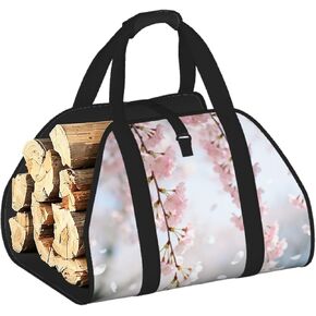 Cherry Blossom Branch Firewood Carrier Bag-Heavy Duty Canvas Log Tote, Waterproof Wood Hauler With Padded Handles in Kuwait