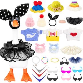 28pcs Desk Goose Outfits for 7 Inch Goose, Mini Goose Clothes Accessories Set with Hats Sweaters Dresses Sunglasses, Cute Office Table Decor Gift (Figure Not Included) in Kuwait