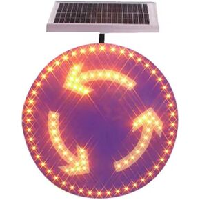 24" Solar-Powered LED Traffic Sign - High Brightness Roundabout Warning Indicator, Durable Aluminum Eco-Friendly Road Safety Sign for Enhanced Visibility in Kuwait