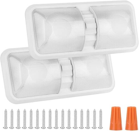 RVZONE 12V Led RV سقف 1100 لومن ضوء قبة مزدوج | تركيبات الإضاءة الداخلية RV مع مفتاح تشغيل/إيقاف لشاحنة التخييم RV والشاحنة والقارب (5 عبوات بيضاء طبيعية 4000-4500K) in Kuwait