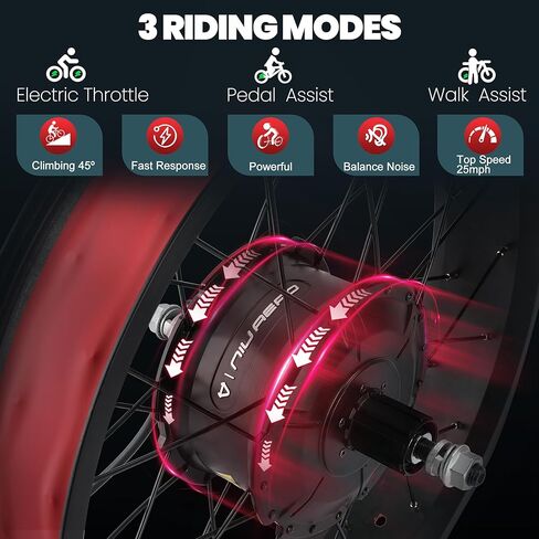 BAFANG G062 500W Rear Hub Motor Kit, 26 * 4.0 Inch, Black, 48V, 3 Riding Modes, 25mph Top Speed (26 * 4.0") in Kuwait