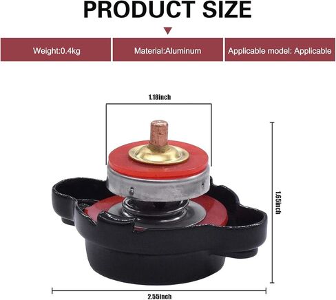 Car Radiator Cap, 1.8 Bar 25.6 Psi Radiator Cover with Temperature Measurement, High-pressure Anti-leak Water Tank Coolant Cover, Compatible with Suzuki Yamaha (Black) in Kuwait