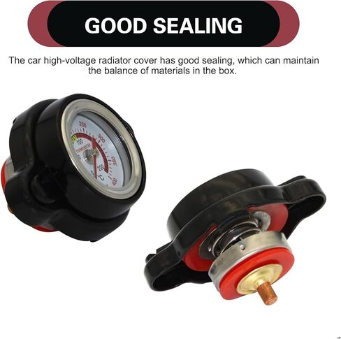 Car Radiator Cap, 1.8 Bar 25.6 Psi Radiator Cover with Temperature Measurement, High-pressure Anti-leak Water Tank Coolant Cover, Compatible with Suzuki Yamaha (Black) in Kuwait