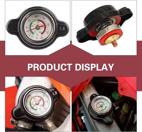 Car Radiator Cap, 1.8 Bar 25.6 Psi Radiator Cover with Temperature Measurement, High-pressure Anti-leak Water Tank Coolant Cover, Compatible with Suzuki Yamaha (Black) in Kuwait