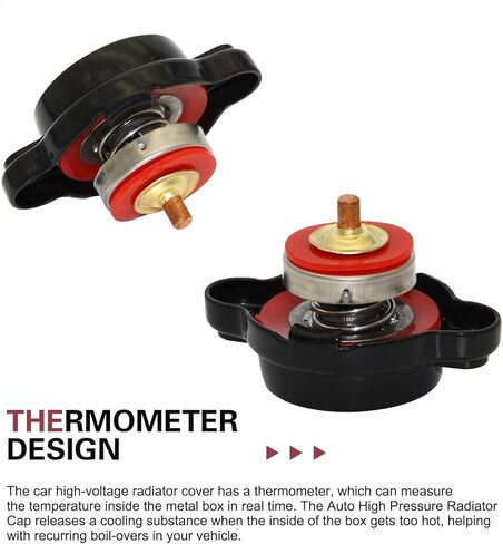 Car Radiator Cap, 1.8 Bar 25.6 Psi Radiator Cover with Temperature Measurement, High-pressure Anti-leak Water Tank Coolant Cover, Compatible with Suzuki Yamaha (Black) in Kuwait