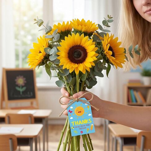 WorldBazaar End of Year Teacher Gift Tags 50Pcs Graduation Teacher Appreciation Thank You Label Tags with String Class School Summer Grads Holiday Party Supplies in Kuwait
