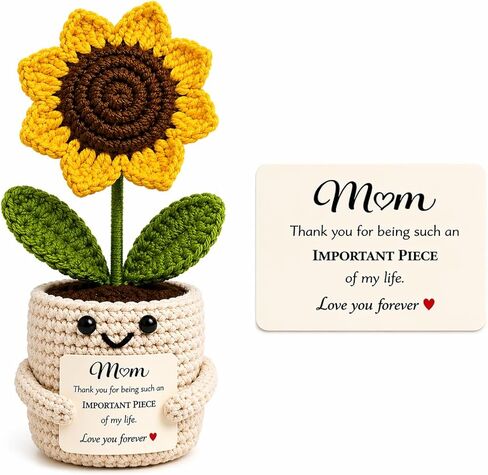 Velyra Sunflower Crochet Doll, Thank You for Being Such an Important Piece of My Life, Desk Decor, Mother's Day Birthday Christmas Thank You Gifts for Mom in Law Stepmom, Grandma, Women in Saudi Arabia