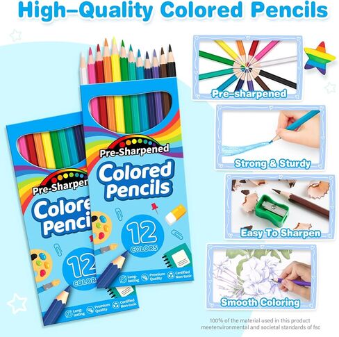 Jyusmile 432 Count Colored Pencils Bulk, Pre-sharpened Coloring Pencils for Kids, 36 Pack 12 Assorted Colors with Sharpener, Bulk School Supplies for Teachers, Classroom Prizes, Drawing Art Supplies in Kuwait