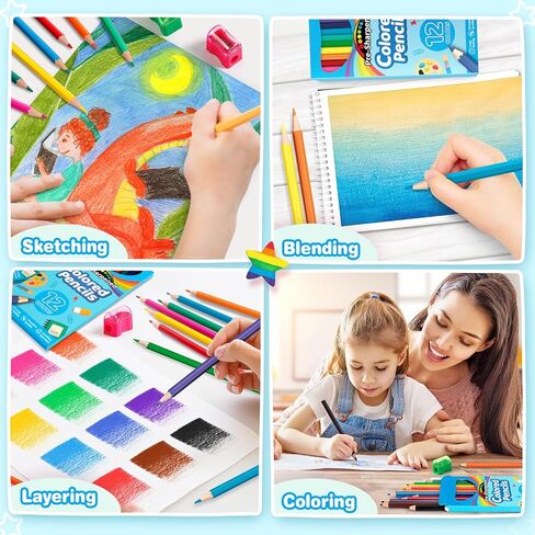 Jyusmile 432 Count Colored Pencils Bulk, Pre-sharpened Coloring Pencils for Kids, 36 Pack 12 Assorted Colors with Sharpener, Bulk School Supplies for Teachers, Classroom Prizes, Drawing Art Supplies in Kuwait