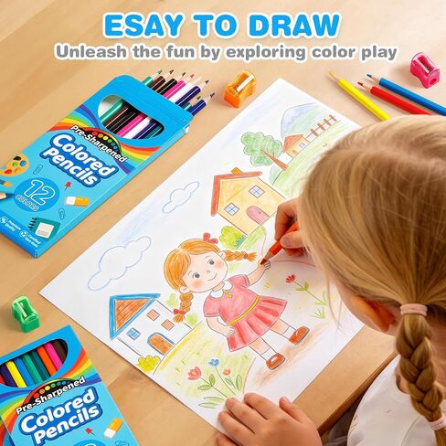 Jyusmile 432 Count Colored Pencils Bulk, Pre-sharpened Coloring Pencils for Kids, 36 Pack 12 Assorted Colors with Sharpener, Bulk School Supplies for Teachers, Classroom Prizes, Drawing Art Supplies in Kuwait