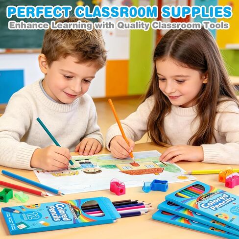 Jyusmile 432 Count Colored Pencils Bulk, Pre-sharpened Coloring Pencils for Kids, 36 Pack 12 Assorted Colors with Sharpener, Bulk School Supplies for Teachers, Classroom Prizes, Drawing Art Supplies in Kuwait