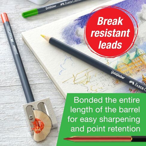 أقلام تلوين Faber-Castell Goldfaber: أقلام ملونة احترافية ذات وضع ناعم، وصبغة غنية، ونوى مقاومة للكسر، رائعة للمبتدئين والهواة والتلوين للبالغين (24 قطعة) in Kuwait