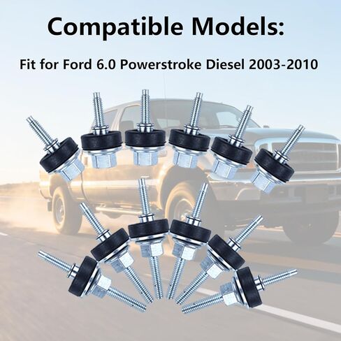 4C3Z-6C519-AA Valve Cover Bolt for Ford 6.0 Powerstroke Diesel F250 F350 E350 E450 2003-2010,Valve Cover Bolt Complete Set one Side Long and Short in Kuwait