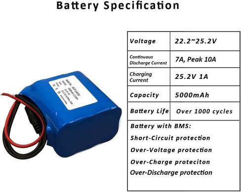 حزمة استبدال بطارية Seasider (الموديل: 6S1P-24V50) لصندوق Boombox DIY، وإضاءة LED، وسلك موصلات عارية مع شاحن in Kuwait