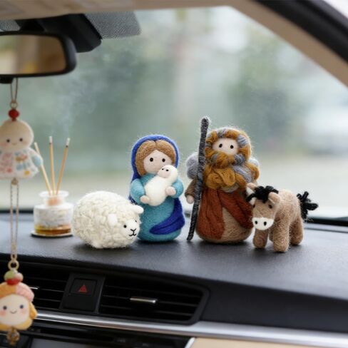 4PCS Needle Felting Art Kit DIY Crafts Mother's Day Hobby Kit with Felting Supplies Needles Wool and Tools for Beginners (Herder Couple,Sheep,Donkey) in Kuwait