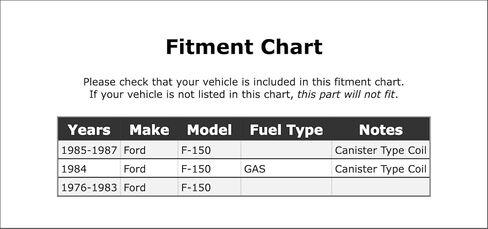 ملف الإشعال موصل متوافق مع فورد F-150 الغاز 1987 1986 1985 1984 1983 1982 1981 1980 1979 1978 1977 1976 P-2570306 in Kuwait