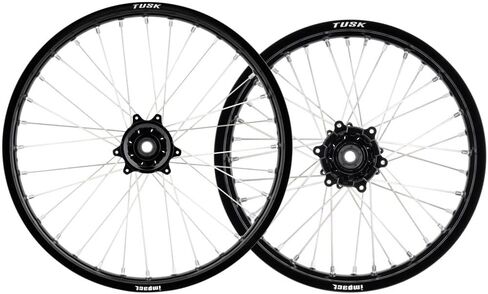 TUSK Impact Complete Front and Rear Wheel 1.60 x 21/1.85 x 18 Black Rim/Silver Spoke/Black Hub in Kuwait