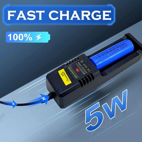 18650 Battery Charger,Single-Slot Intelligent Universal 18650 Charger for 3.7V Lithium Li-ion 18650,26650,18500,18350,21700 Rechargeable Battery (not Including Battery) in Kuwait