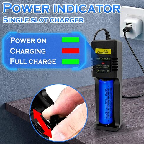 18650 Battery Charger,Single-Slot Intelligent Universal 18650 Charger for 3.7V Lithium Li-ion 18650,26650,18500,18350,21700 Rechargeable Battery (not Including Battery) in Kuwait
