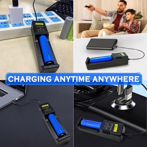 18650 Battery Charger,Single-Slot Intelligent Universal 18650 Charger for 3.7V Lithium Li-ion 18650,26650,18500,18350,21700 Rechargeable Battery (not Including Battery) in Kuwait