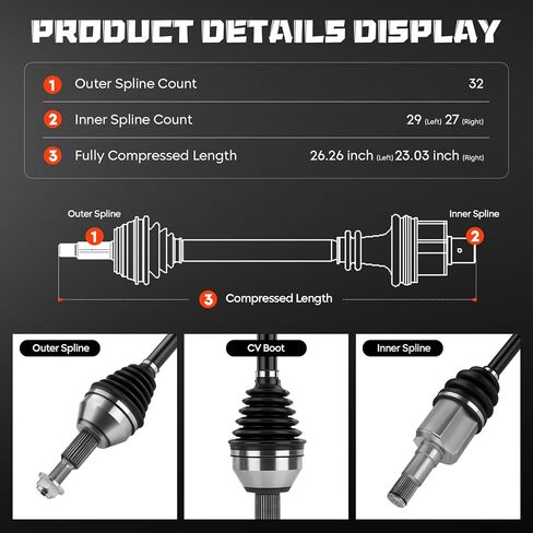 Front Left or Right CV Axle Shaft Assembly 3.6L 4.0L Fits for Chrysler Town & Country 08-16, for Dodge Grand Caravan 08-20, for Ram C/V 12-15, for Volkswagen Routan 3.6L 2011, 2009-2010 4.0L in Kuwait
