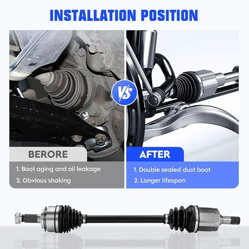 Front Left&Right CV Axle Shaft Assembly Fit for Honda Civic L4 2.0L 2016 2017 2018 2019 2020 2021 (Only for Automatic CVT, FWD), Replace for NCV36146 NCV36147, 2 pcs CV Joint Shaft in Kuwait