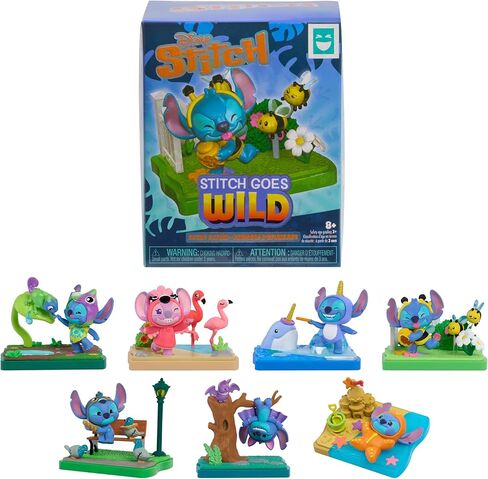 HAPPY HAUL Disney Stitch Goes Wild Scene Setters، شخصية لعبة مفاجئة قابلة للتجميع في صندوق أعمى مع قاعدة ذات مناظر خلابة وإكسسوارات، بطول 7.62 سم، قطرة قصيرة المدى، للأعمار من 8 سنوات فما فوق in Kuwait