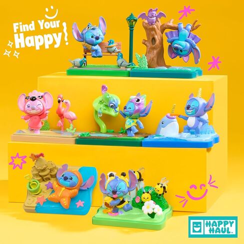 HAPPY HAUL Disney Stitch Goes Wild Scene Setters، شخصية لعبة مفاجئة قابلة للتجميع في صندوق أعمى مع قاعدة ذات مناظر خلابة وإكسسوارات، بطول 7.62 سم، قطرة قصيرة المدى، للأعمار من 8 سنوات فما فوق in Kuwait