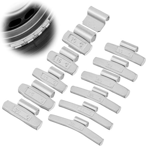Fumete 108 Pcs Iron Clip on Wheel Weights Assortment, Heavy Duty Tire Balancers, Rim Weights 5g, 10g, 15g, 20g, 25g, 30g, 35g, 40g, 45g, 50g, 55g, 60g, Fits Steel & Aluminum Wheels for Cars, Trucks in Kuwait