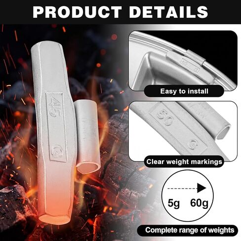 Fumete 108 Pcs Iron Clip on Wheel Weights Assortment, Heavy Duty Tire Balancers, Rim Weights 5g, 10g, 15g, 20g, 25g, 30g, 35g, 40g, 45g, 50g, 55g, 60g, Fits Steel & Aluminum Wheels for Cars, Trucks in Kuwait
