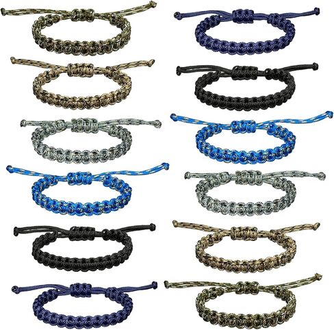 yanmin 12pcs مضفر أساور الصداقة باراكورد للمراهقين بنين بنات اليدوية قابل للتعديل سوار باراكورد توين المراهقين حفلة عيد ميلاد تفضل جودي حقيبة الحشو كرنفال هدايا التخييم in Kuwait