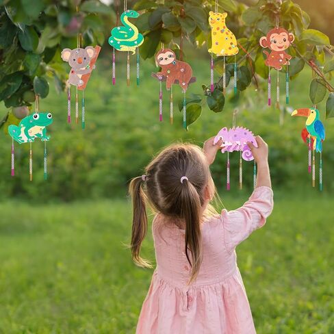 Blueweenly 32 Set 2026 VBS Crafts Painting Kits for Kids, Wood Rainforest Animals Wind Chime Kit Make Your Own Tropical Rainforest DIY Wood Arts for Sunday School Church Summer Activities in Kuwait