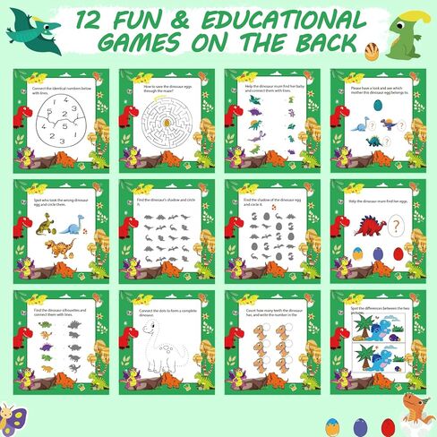 12 Pack Dinosaur Party Favors, Wooden Painting Kit Art and Crafts for Kids Dino Painting Toys Birthday Party Return Gifts Goodie Bag Filler Pinata Stuffer Classroom Prizes Wood Keychain Paintable Kit in Kuwait
