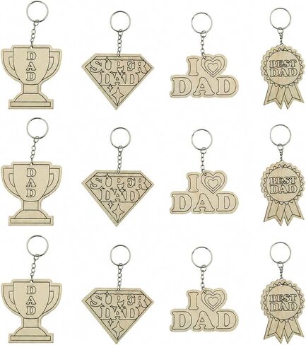 Fun Express Unfinished Wood Crafts Blank Keychains for Kids - DIY Wooden Keychain Blanks to Paint | Best Dad Ever Color Your Own Wood Blanks for Sunday School Party Crafts in Kuwait