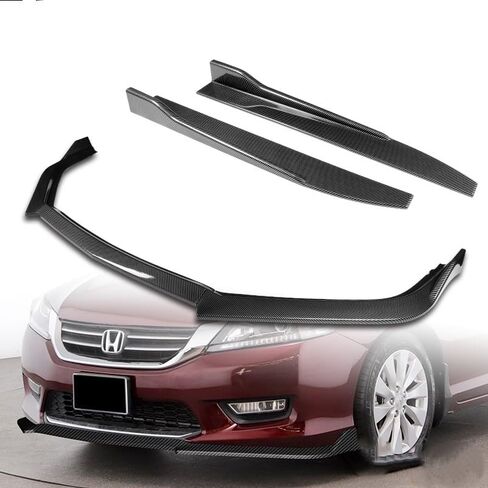 5pcs Combo Front Bumper Body Kit Lip + Side Skirt Extensions Diffuser Compatible with 2013-2015 Honda Accord Sedan 2014 (Painted Carbon) in Kuwait