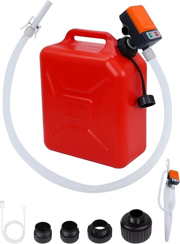 Fuel Transfer Pump with Auto-Stop, Battery or USB Powered, 3.2 GPM Fast Gas Transfer Pump, 57.09" Hose, Gas Pump, 4 Can Adapters, Portable Fuel Pump for Gasoline & Diesel, No-leak (Orange) in Saudi Arabia